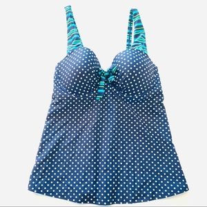 VENUS | Navy Polka Dot Tankini Top